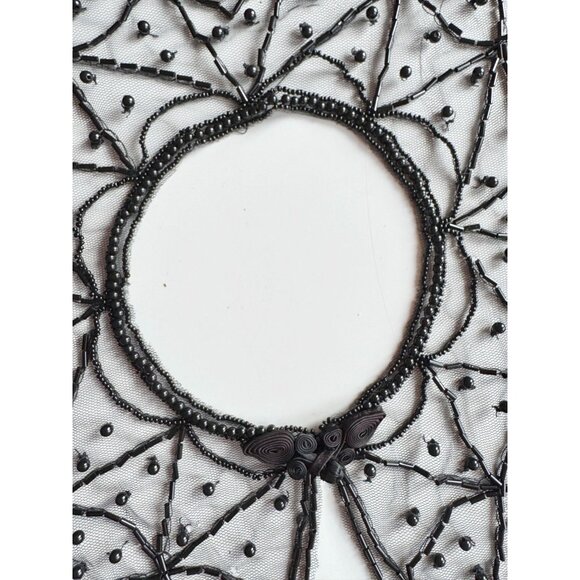 Vintage Black Beaded Sequin Embroidered Tulle Collar - Picture 13 of 14